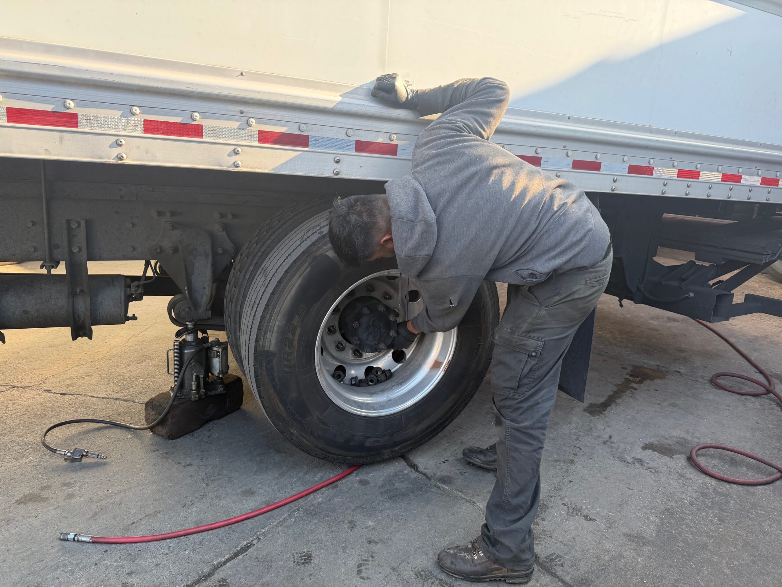 Tire repair and patch service performed at Lee's Tire Service near San Francisco